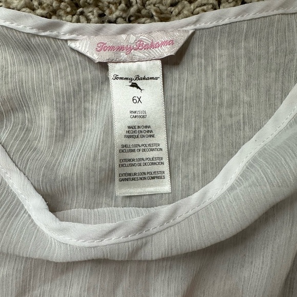 Tommy Bahama White Ruffled kids swim cover up, 6x - Picture 2 of 2